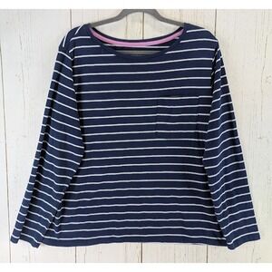 St Johns Bay‎ Size XL Womens Blue White Striped Long Sleeve Cotton Top